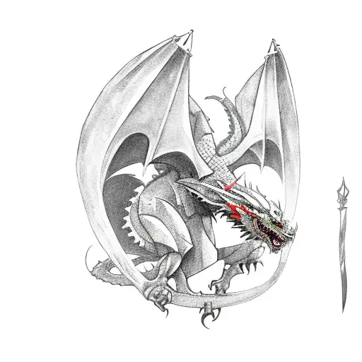 The Witcher With A Dragon On The Background