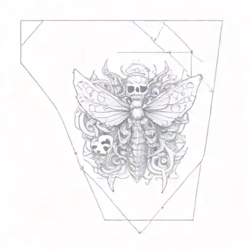 Ambigram Life Death Moth With Skulls
