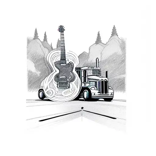 Guitar Highway With Semi Truck Driving
