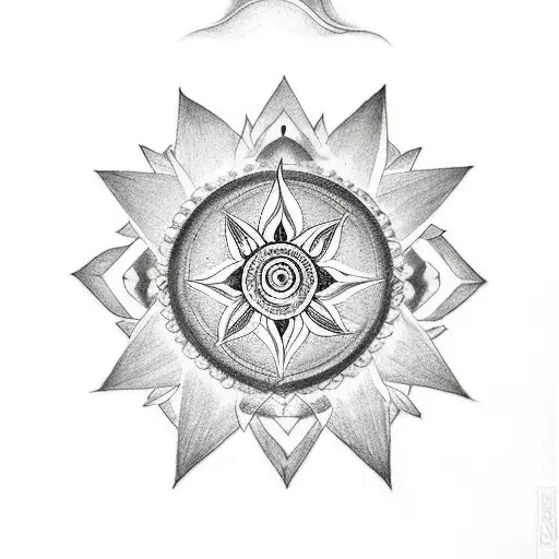 Sudarshan Chakra Tattoo With Sharp Edges