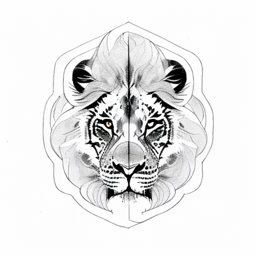 Lion And Tiger With The Name Geuriel On The Lion And The Name Dauriel On The Tiger