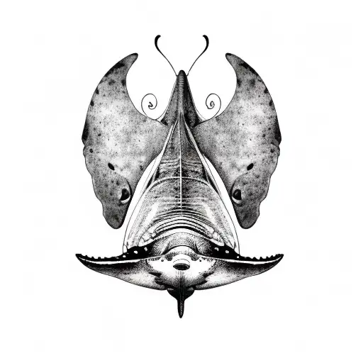 Masculine Butterfly Using A Whale A Manta Ray And A Turtle