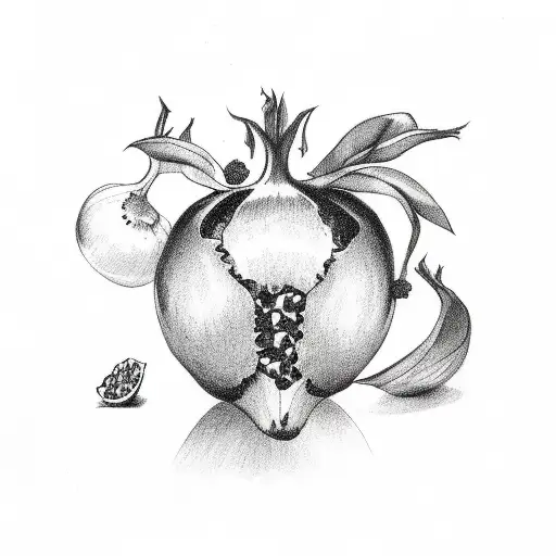 Half Pomegranate With Black Crown Around