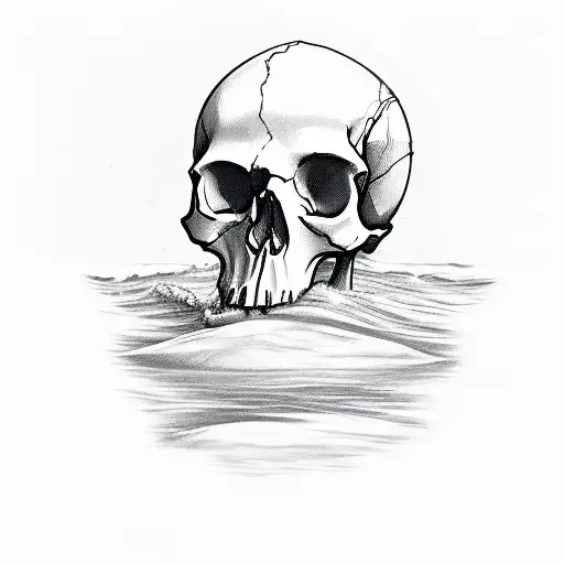 Skull With The Beach And Xxvi Written On Paper
