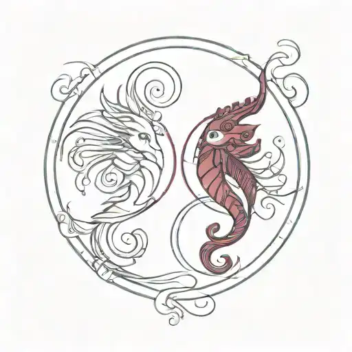 Zodiac Signs Gemini And Pisces Black And Burgundy Minimalism Lettering