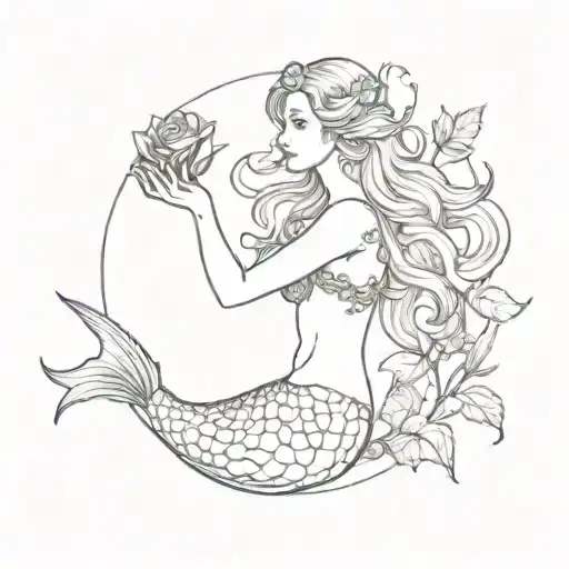 Mermaid Reaching For The Sun With A Rose In Her Hair