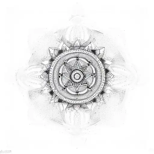 An Intricate Mandala Design With Military Symbols Incorporated