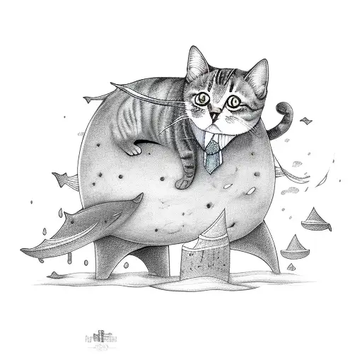 Cat Ridding A Narwal