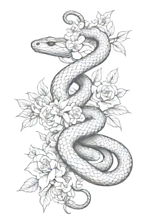 Snake And Flowers Intertwined