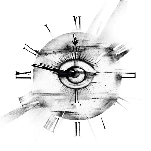 Broken Roman Numeral Clock With Eye In Centre