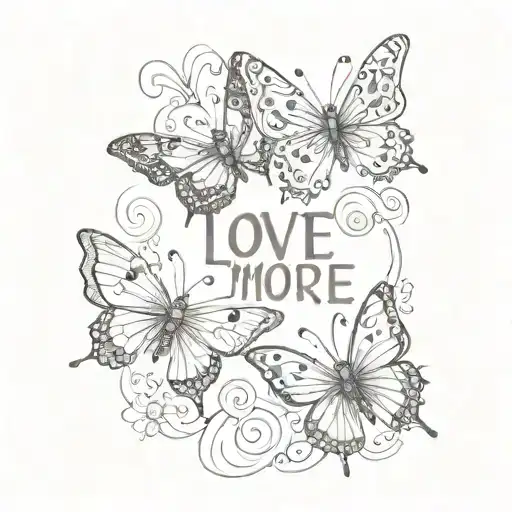 4 Small Butterflies Surrounding The Words Love You More