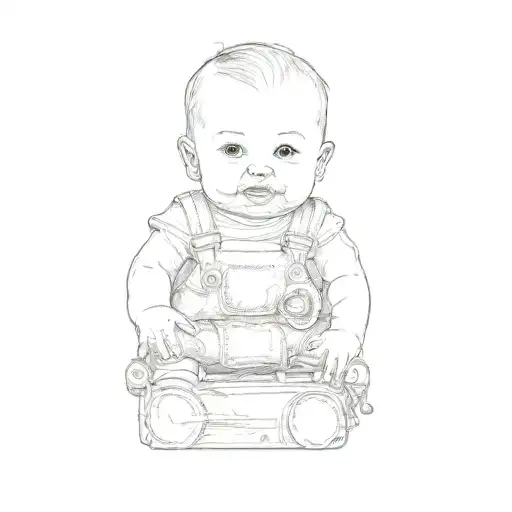 A Baby Sitting On A Train