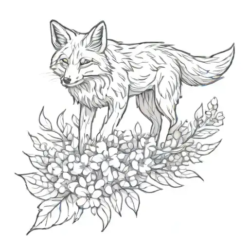 Running Fox And Lilacs Intertwined Within