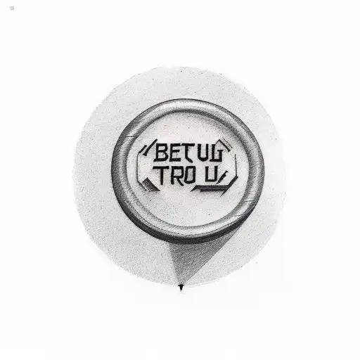 A Minimalist Tattoo Of A Dumbbell With The Phrase 'Strong Is Beautiful' Written In An Elegant Script