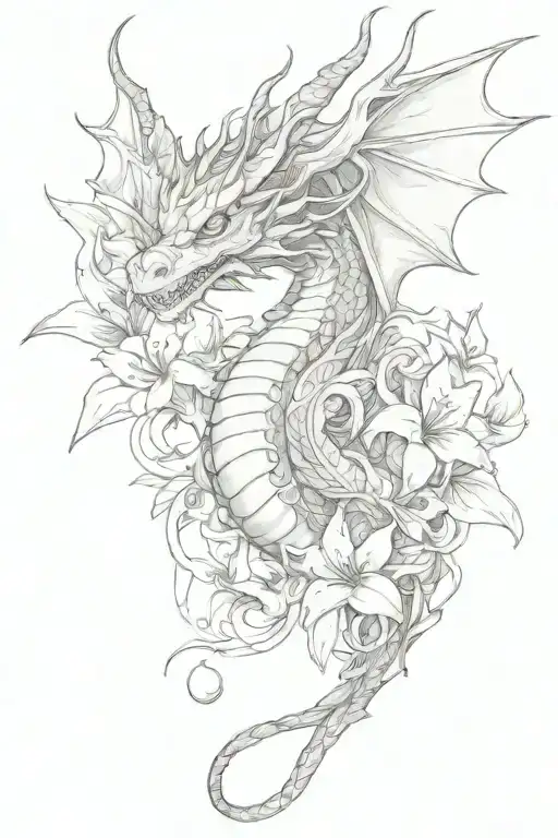 Dragon With Lillies