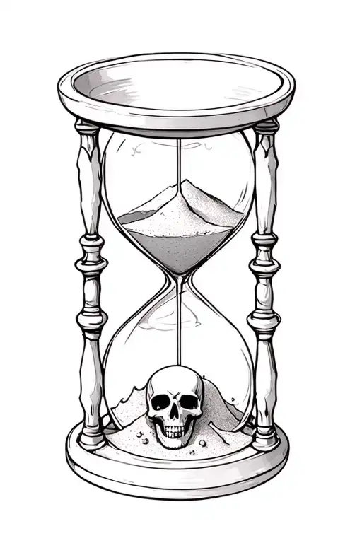 Hourglass With Sand And Skulls