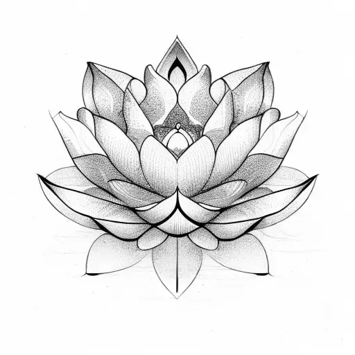 A Sketch-style Design Of A Lotus Flower Blooming In The Middle Of A Tribal Pattern