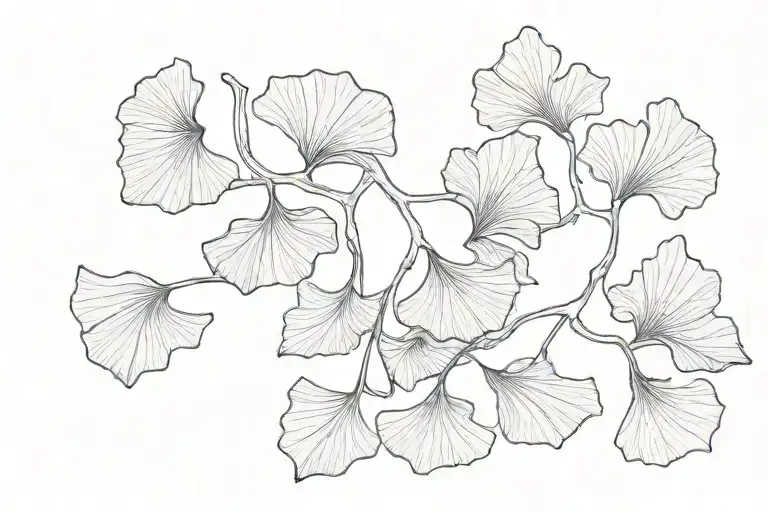 Gingko Leaves Tattoo Black And White