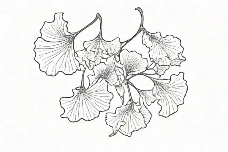 Gingko Leaves Tattoo Black And White With Japanese Motives