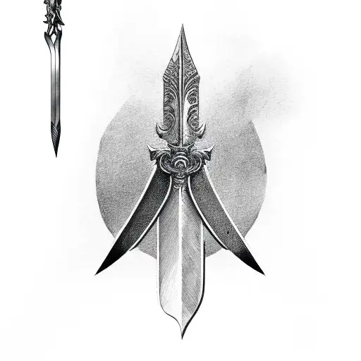 1 Sword And 2 Ink Pen Like A Trident