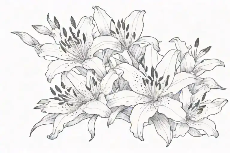 Toger Lily Tattoo Black And White With Japanese Symbols