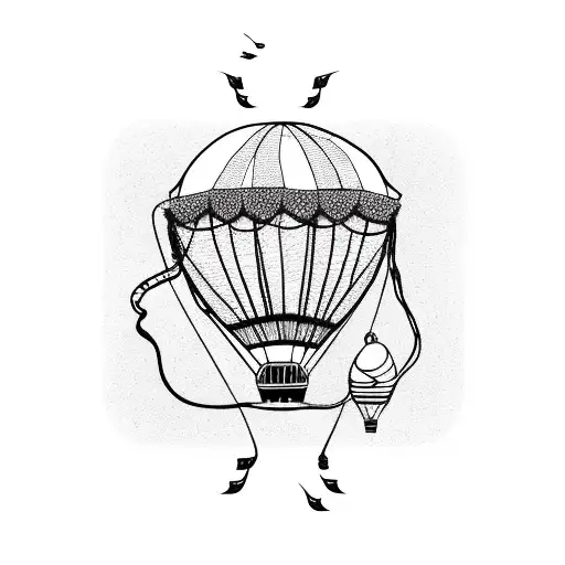 Hot Airballoon With Anchor Attached