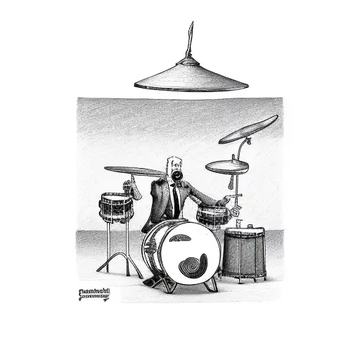 A Dog Playing Drums With Coffee Beans As Drumsticks