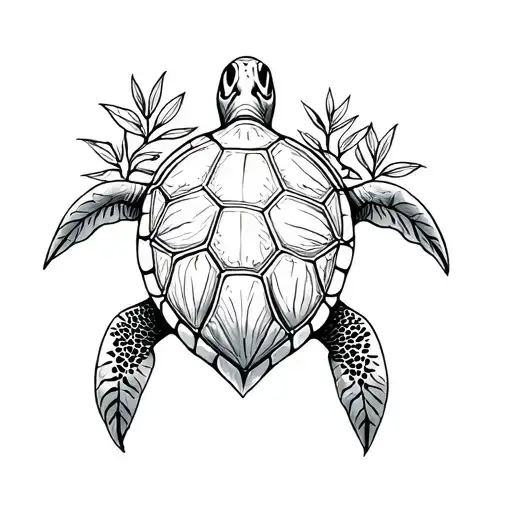 Oregano Sea Turtle With Leaves