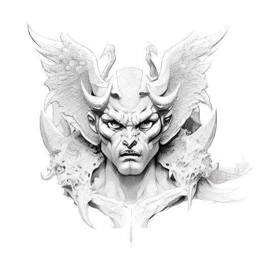 Angel Figure Demon Head Demon Wing Man