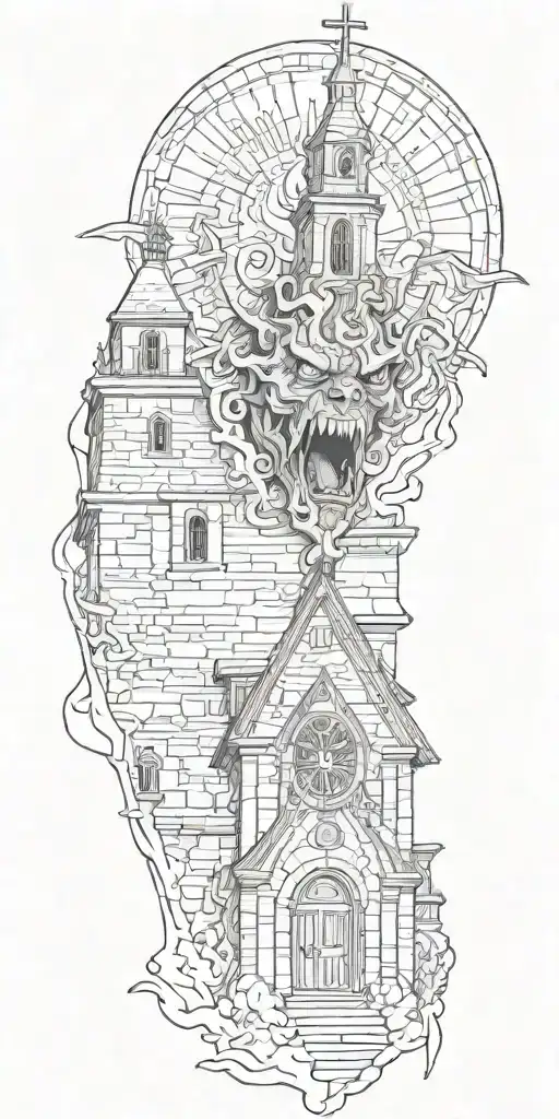 Demon Crying In Front Of A Church