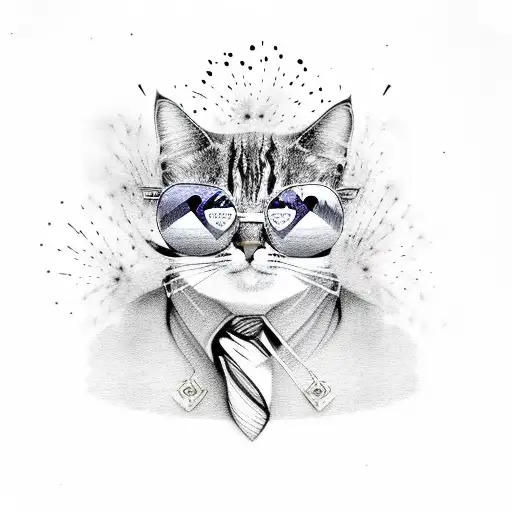 Cats And Fireworks And Sunglasses With A Quote