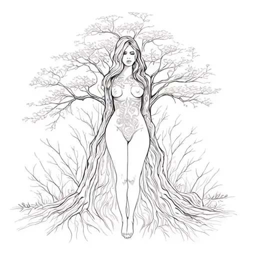 Tree Trunk And Women Body Shape