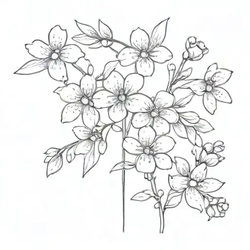 5 Forget Me Not Flowers No Stems Or Leaves On A Single Fine Line Cross Minimalistic Feminine