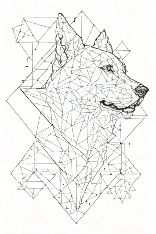 Dog And Geo Symteric Shapes Tatto