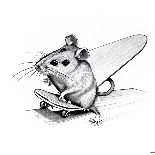 A Funny Rat With A Skateboard