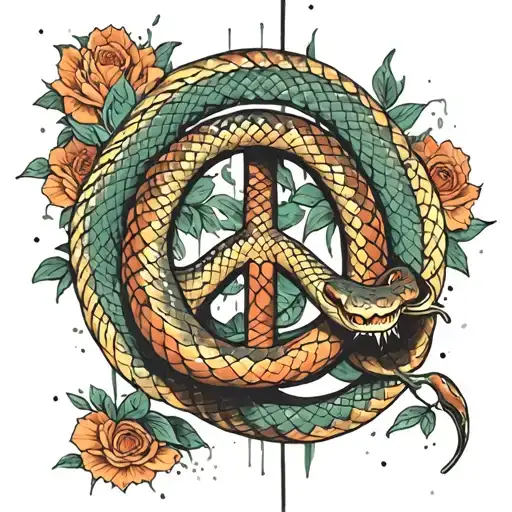 Snake Over Peace Symbol Combined