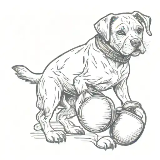 A Sketch Tattoo Of A Dog Wearing Boxing Gloves