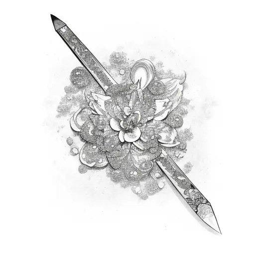 Katana With Crystal Flowers Around It