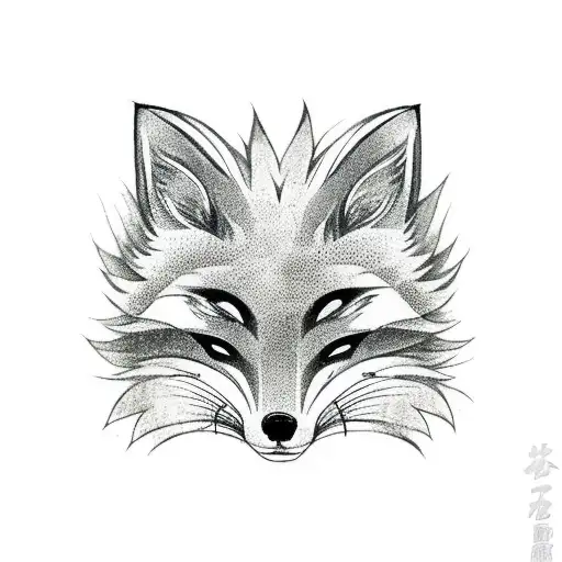 A Traditional Japanese Fox Mask With A Guitar Incorporated Into The Design