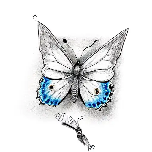 Blue Butterfly With Bold Black Outline