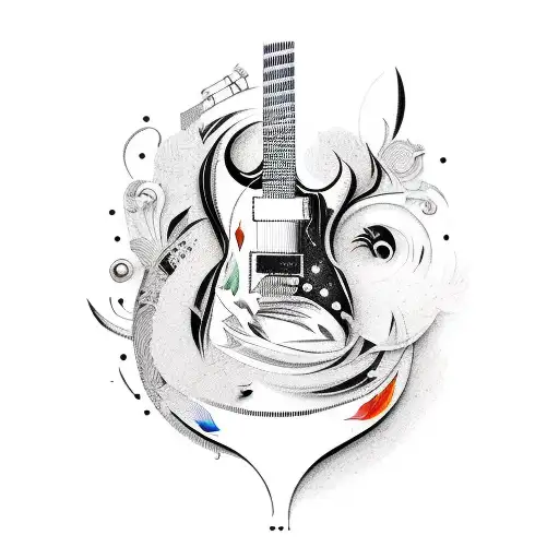 A Guitar Made Of Colorful Birds