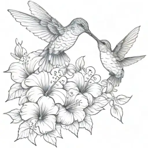 Hummingbird And Hibiscus