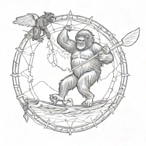 Kayaker Stuck In Dream Catcher Being Held Up By A Gorilla