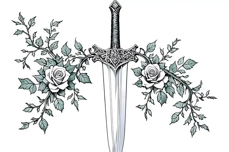 Sword With Rose And Ivy Vines