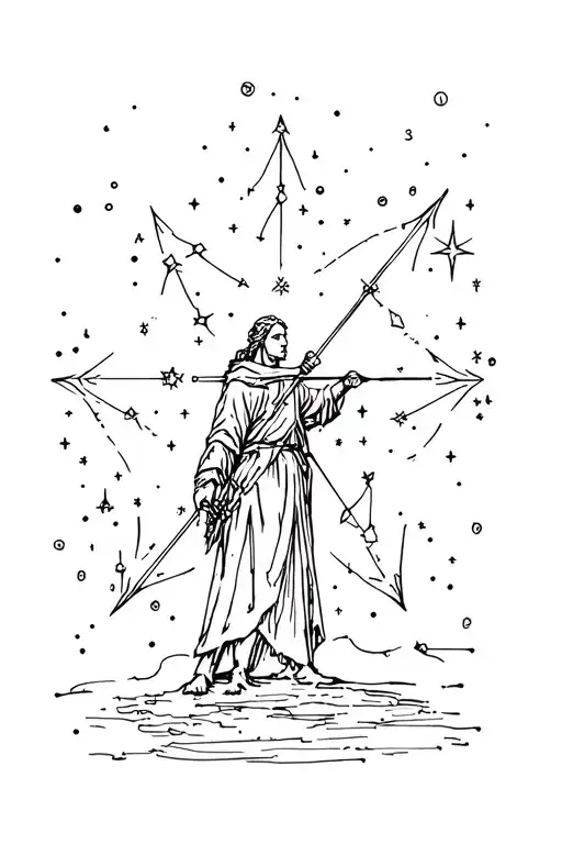 Orion Shooting An Arrow Inside Of A Star Constellation