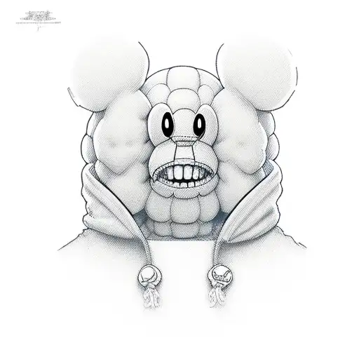A Realistic Portrait Of The Client's Favorite Cartoon Character Created In The Style Of Kaws