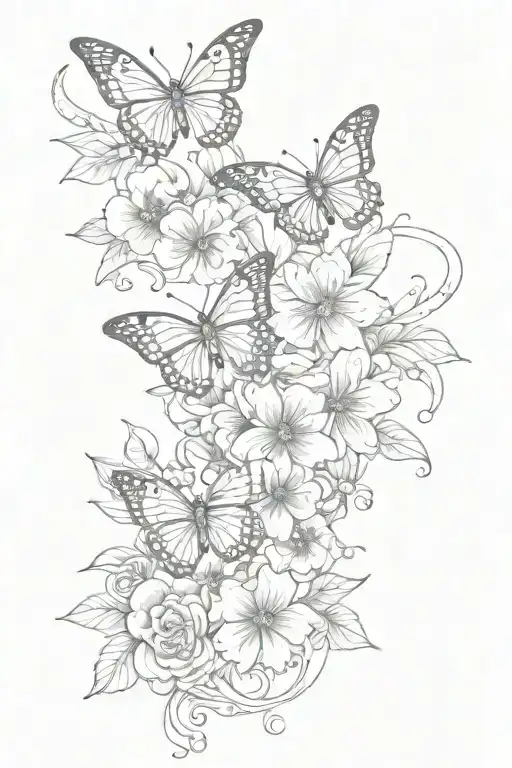 Spine Tattoo With Flowers Butterflies And A Snake