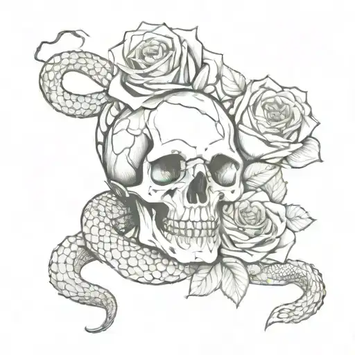 Skull Rose Snake Wrapped