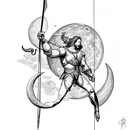 Centaur Shooting Arrow At The Moon