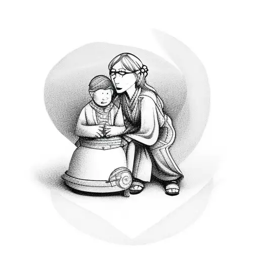 A Grandma And Grandson On A Bead Dreaming Of Angles